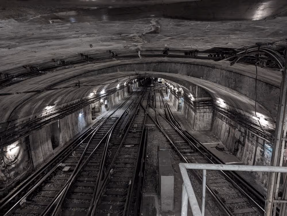 Railway track in a tunnel