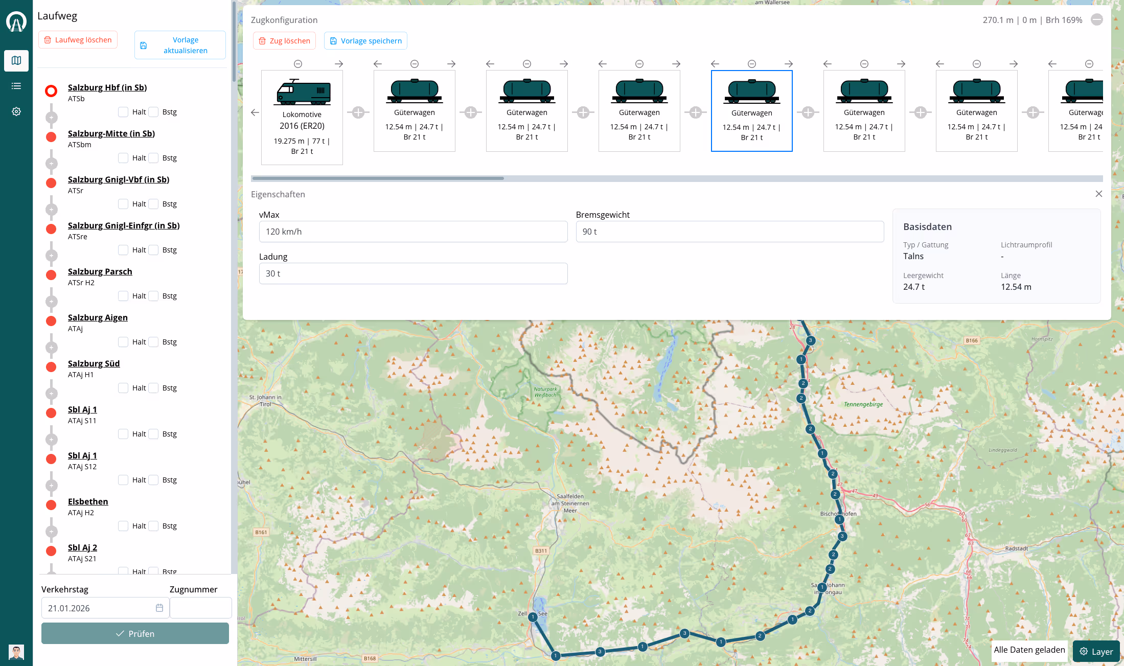 Routero user interface with active route calculation